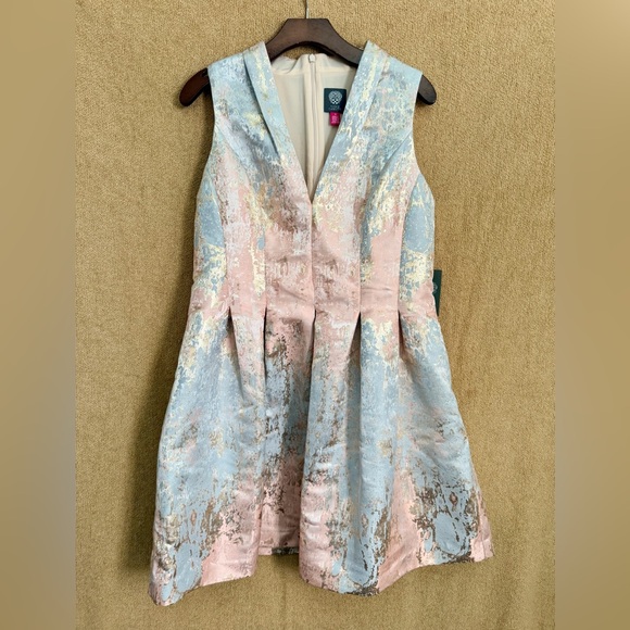 NWT Vince Camuto Jacquered Sleeveless Fit and Flare Dress size 14 - Picture 3 of 12